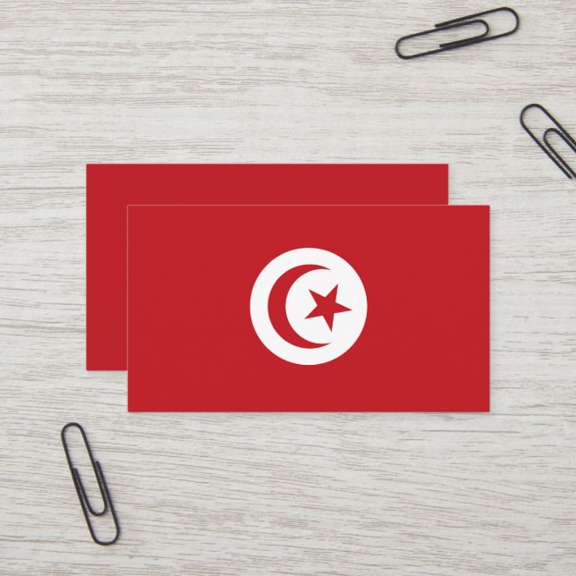 Carte De Visite Drapeau de la Tunisie (Devant/Arrière en situation)