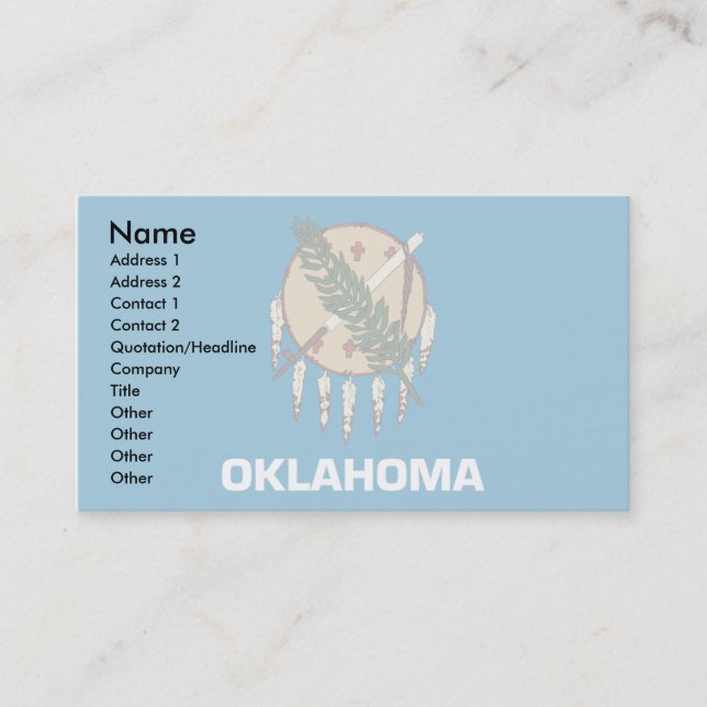 Carte De Visite Drapeau de l'Oklahoma (Devant)