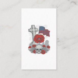 Carte De Visite Drapeau de pavot de croix de mémorial Gravure vint