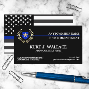Carte De Visite Drapeau de police Thin Blue Line personnalisé