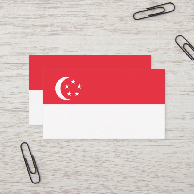 Carte De Visite Drapeau de Singapour (Devant/Arrière en situation)