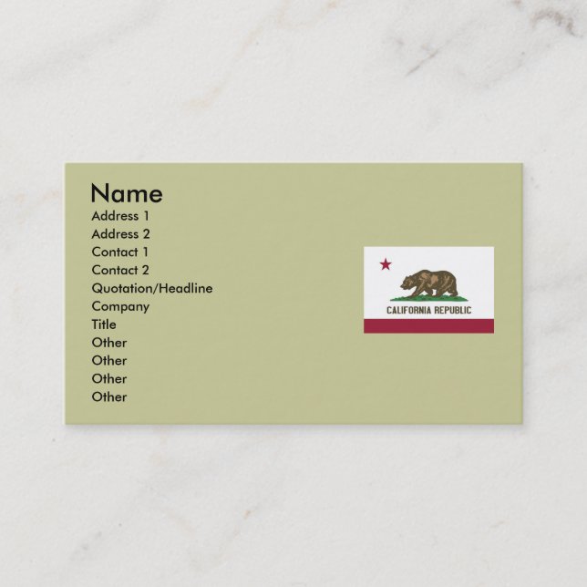 Carte De Visite Drapeau d'état de la Californie (Devant)