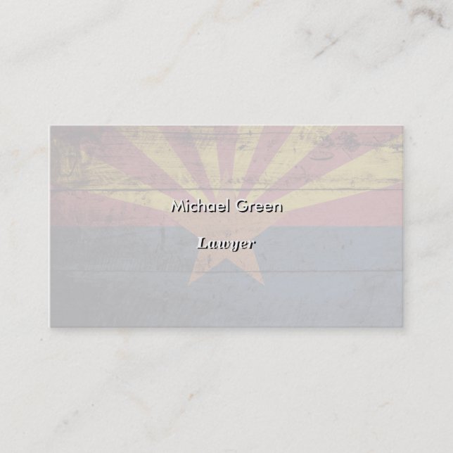 Carte De Visite Drapeau d'état de l'Arizona sur le vieux grain en (Devant)