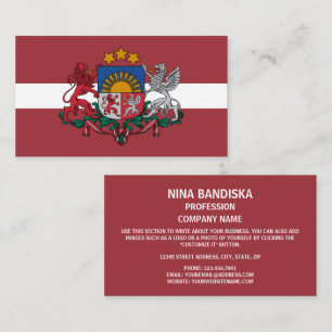 Carte De Visite Drapeau et armoiries de Lettonie