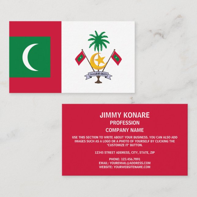 Carte De Visite Drapeau et emblème des Maldives (Devant / Derrière)