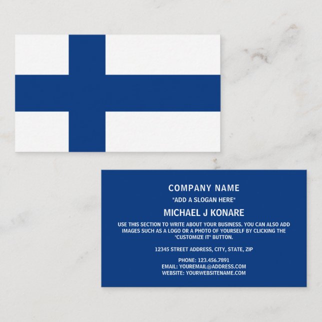 Carte De Visite Drapeau finlandais, Drapeau finlandais (Devant / Derrière)