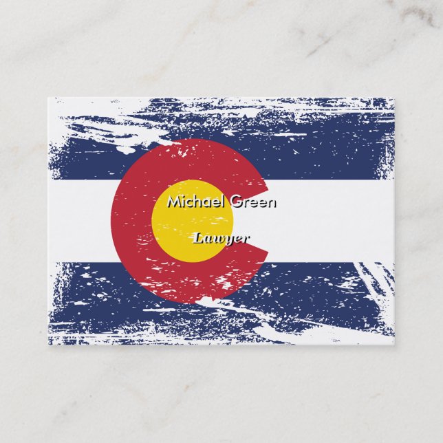 Carte De Visite Drapeau grunge du Colorado (Devant)