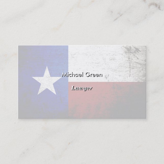 Carte De Visite Drapeau grunge noir d'état du Texas (Devant)