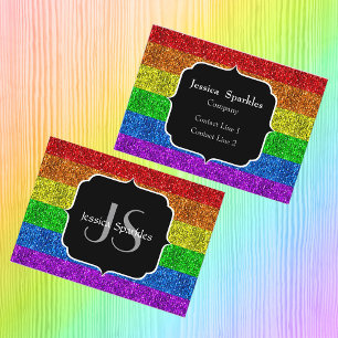 Carte De Visite Drapeau LGBT vibrante parties scintillant arc-en-c