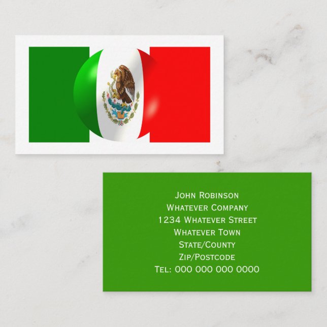 Carte De Visite Drapeau Mexicain (Devant / Derrière)