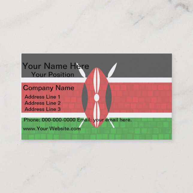 Carte De Visite Drapeau moderne Motif du Kenya (Devant)