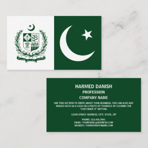 Carte De Visite Drapeau pakistanais et emblème de l'État, Drapeau 