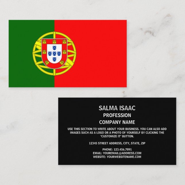 Carte De Visite Drapeau portugais, Drapeau portugais du Portugal (Devant / Derrière)