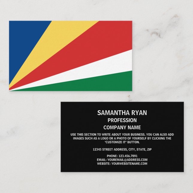 Carte De Visite Drapeau seychellois, Drapeau des Seychelles (Devant / Derrière)