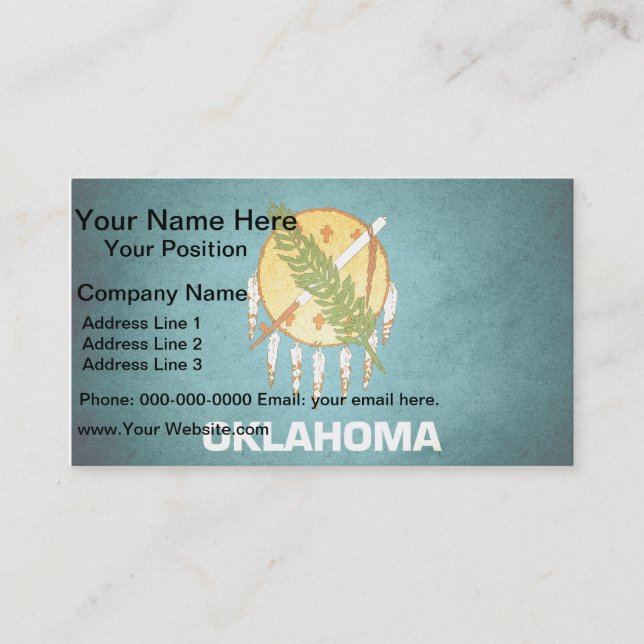 Carte De Visite Drapeau Sun embrassé Oklahoma (Devant)