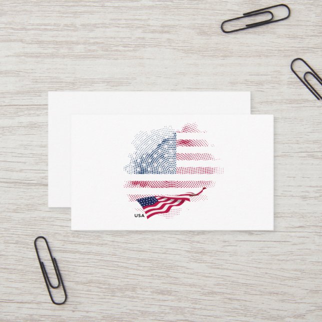 Carte De Visite Drapeau USA (Devant/Arrière en situation)