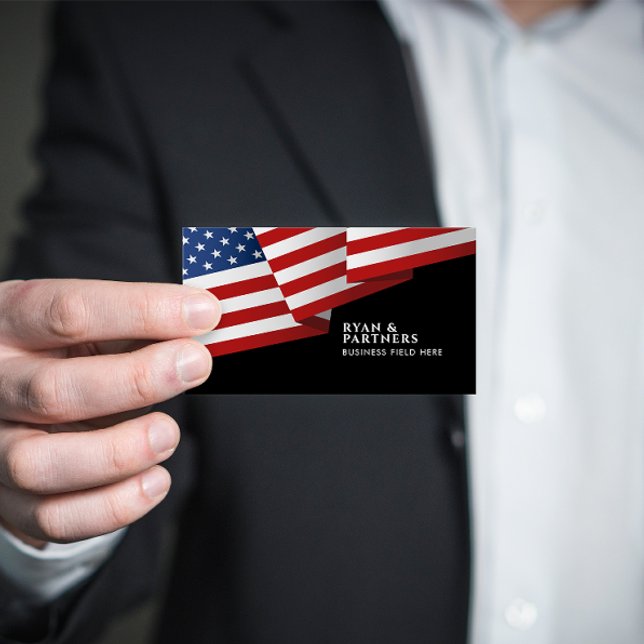 Carte De Visite Drapeau USA | Insigne | Pop Art Noir (Créateur téléchargé)