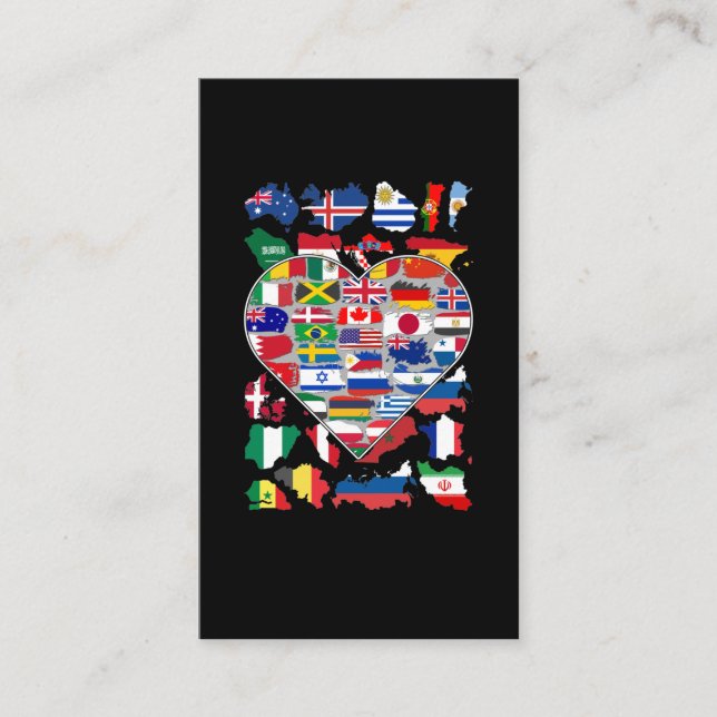 Carte De Visite Drapeaux cardiaques du monde Voyager dans le pays (Devant)