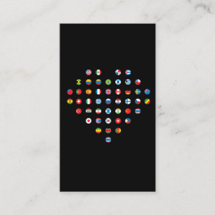 Carte De Visite Drapeaux de pays internationaux Coeur accro aux vo