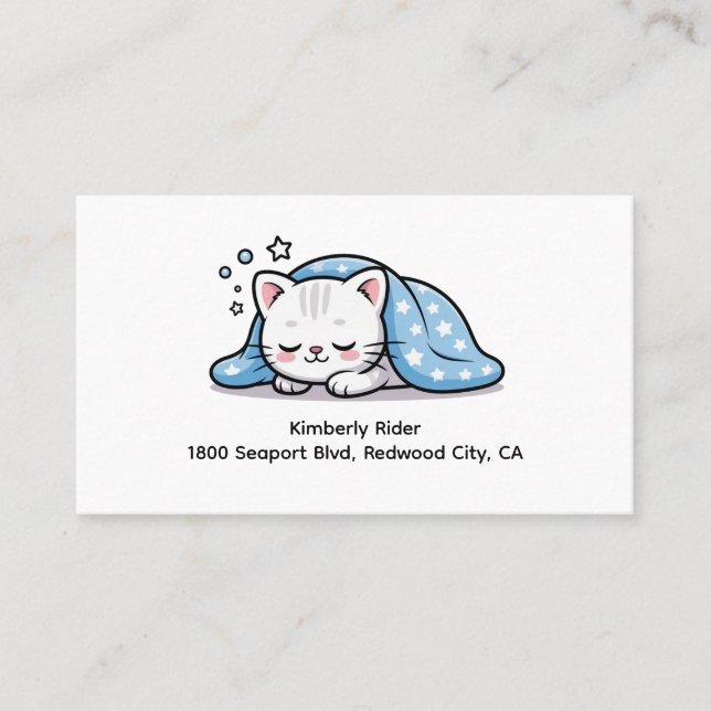 Carte De Visite Dreamy Kitty Under the Stars (Devant)