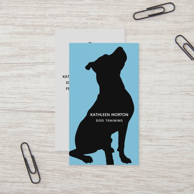 Carte De Visite Dresseur de chiens silhouette noire (Devant/Arrière en situation)