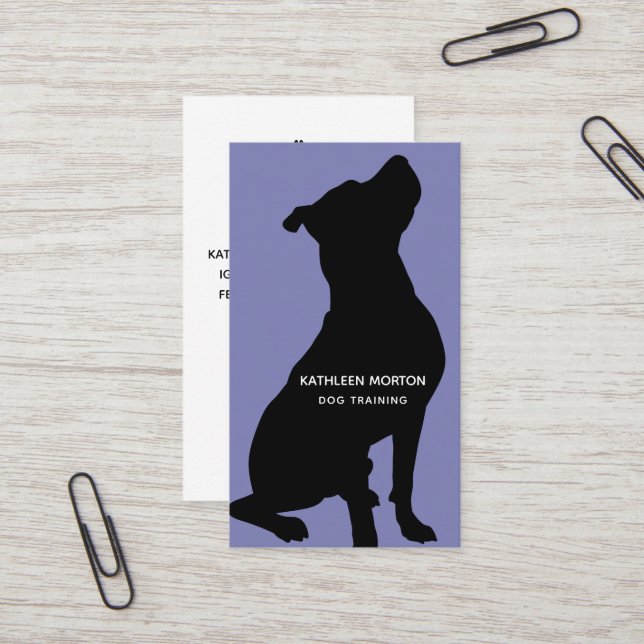 Carte De Visite Dresseur de chiens silhouette noire (Devant/Arrière en situation)