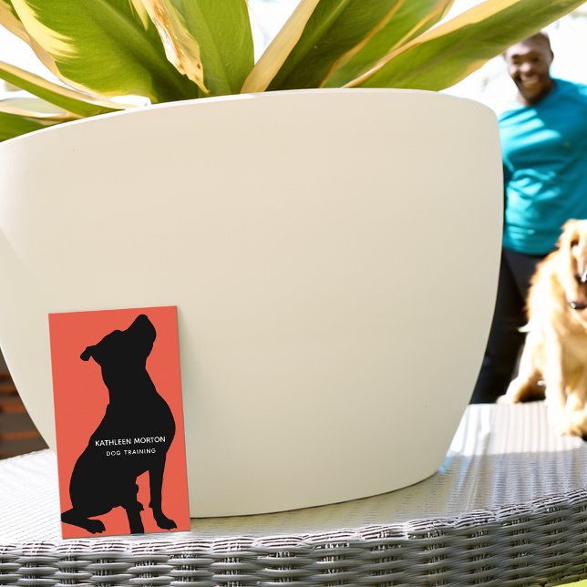 Carte De Visite Dresseur de chiens silhouette noire (Modern Silhouette Dog Trainer Business Card)