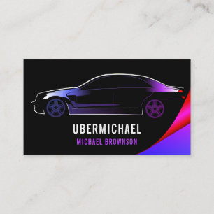 Carte De Visite Driver Metallic Car Noir violet neon lux auto