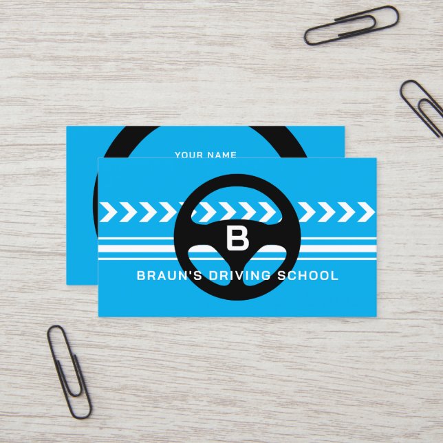 Carte De Visite Driving school logo business card template (Devant/Arrière en situation)