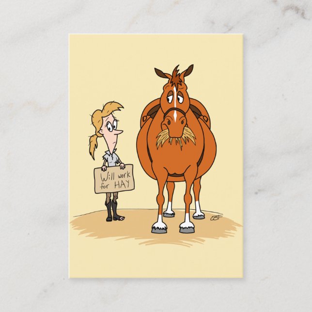 Carte De Visite Drôle Caricature De Graisse La Femme De Cheval Tra (Devant)