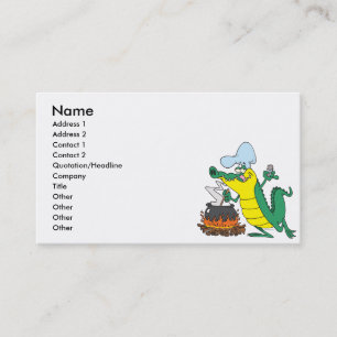 Carte De Visite drôle chef cuisine gator alligator dessin animé