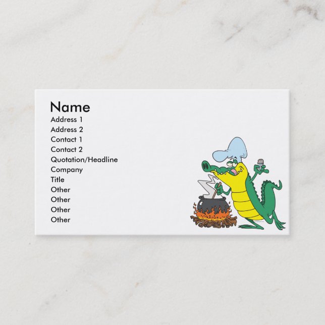Carte De Visite drôle chef cuisine gator alligator dessin animé (Devant)