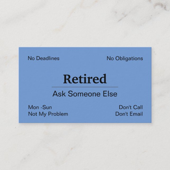 Carte De Visite Drôle De Retraite D'Entreprise (Devant)