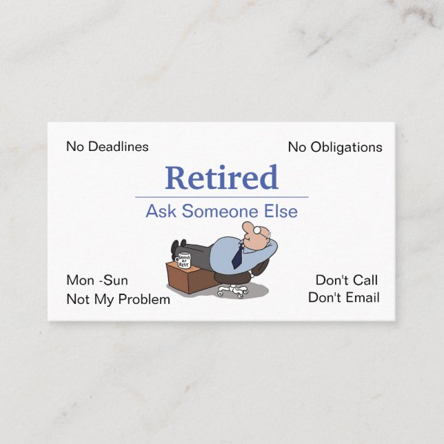 Carte De Visite Drôle De Retraite D'Entreprise (Devant)