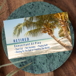 Carte De Visite Drôle de retraité, plage et palmiers, métier de fa