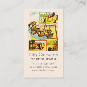 Carte De Visite Drôle Happy Chats Vintages Chatons Aire de jeu Swi