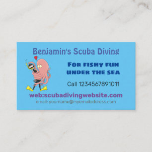 Carte De Visite Drôle pieuvre embrasse plongeur dessin animé humou