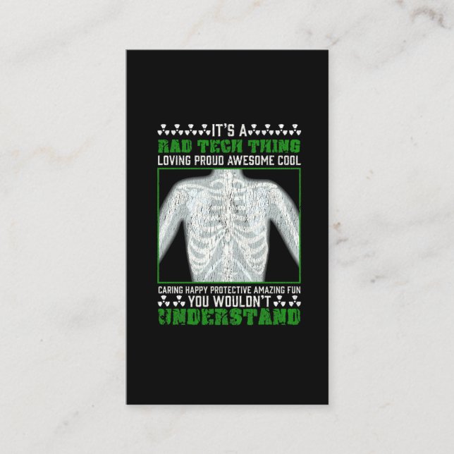 Carte De Visite Drôle Rad Tech Blague X-ray Humour radiologique (Devant)