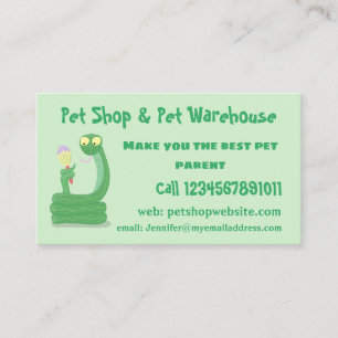 Carte De Visite Drôle serpent vert avec caricature maraca