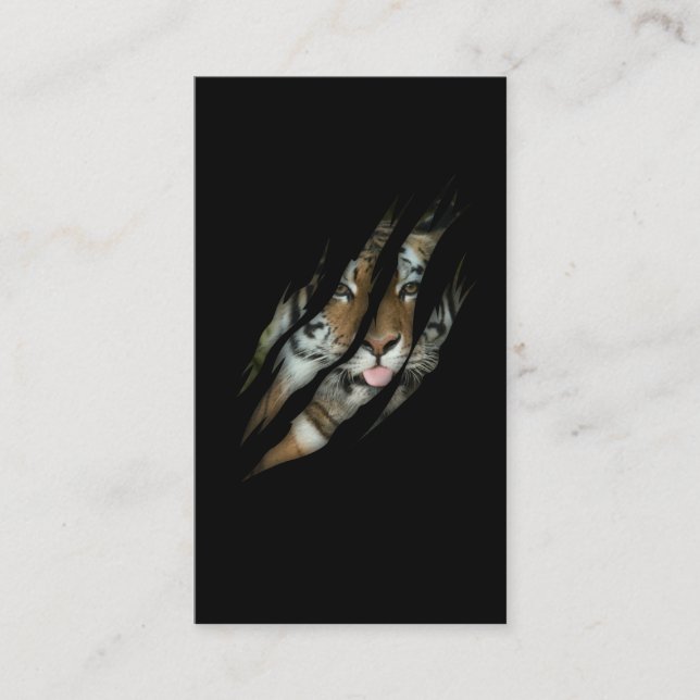 Carte De Visite Drôle Tigre Visage Tordu Claw Wild Safari Animal C (Devant)