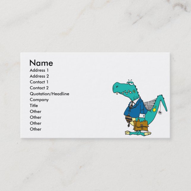 Carte De Visite drôle vieux personnage de dessin animé de dinosaur (Devant)