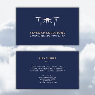 Carte De Visite Drone Business UAV Pilot Modern Navy Blue