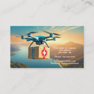 Carte De Visite Drone dans le ciel avec un paquet