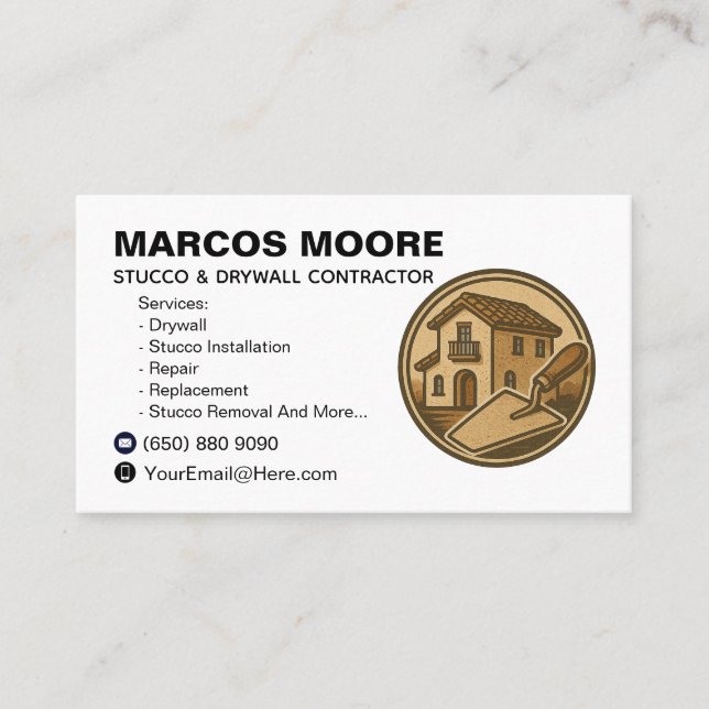 Carte De Visite Drywall and Stucco Business Card Template Plaster (Devant)