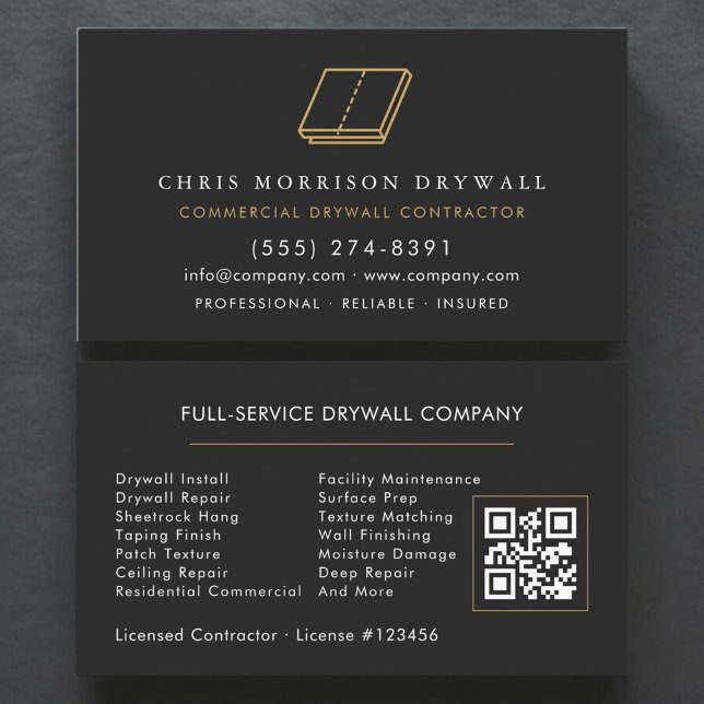 Carte De Visite Drywall Company QR Code (Créateur téléchargé)