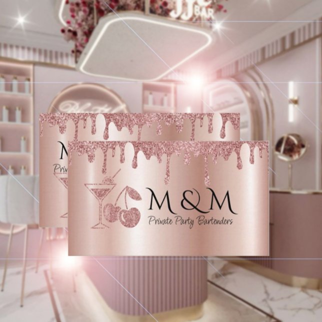 Carte de visite du barman du parti privé rose bril (Créateur téléchargé)