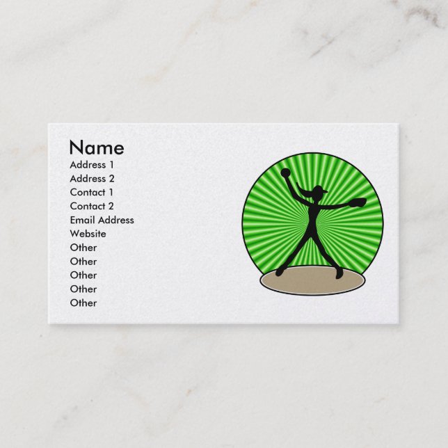 Carte de visite du base-ball de Fastpitch (Devant)