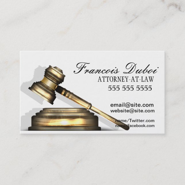 Carte de visite du cabinet d'avocats Gavel (Devant)