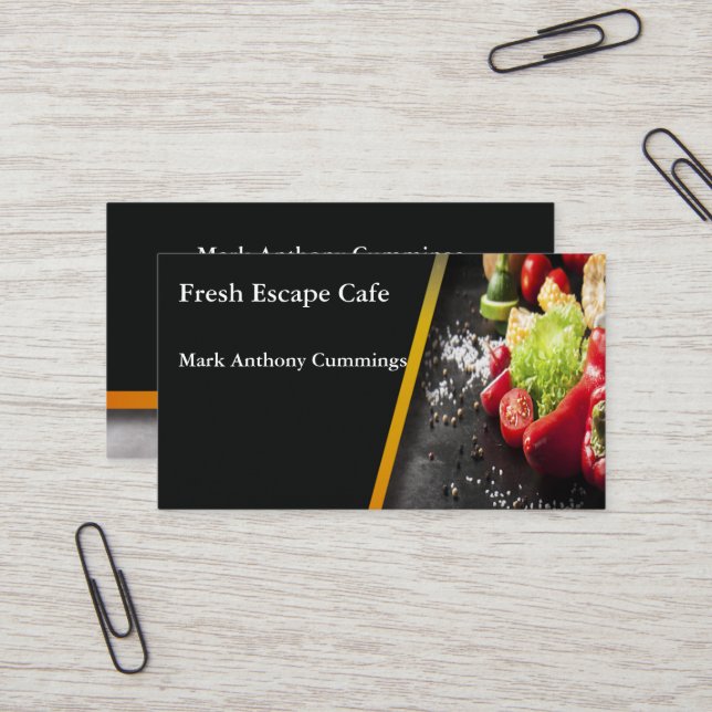 Carte de visite du Café Market Fresh (Devant/Arrière en situation)