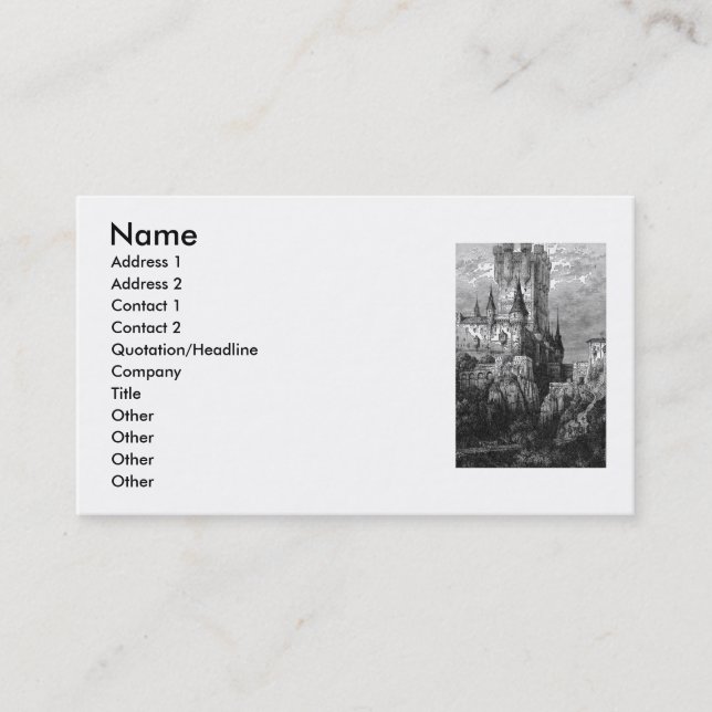 Carte de visite du château médiéval (Devant)